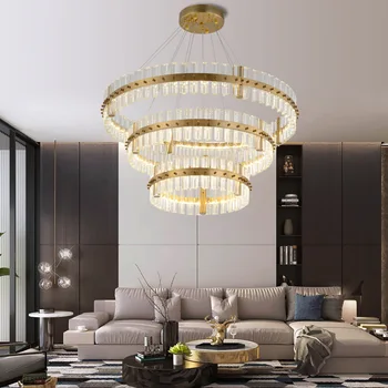 Moderno, o círculo de Cristal Iluminação do Candelabro K9 Luxo LED luminária Para Sala, Quarto, Cozinha Ilha Decoração da Casa