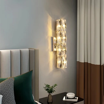 Nordic simplicidade de LED Indoor de Cristal da Lâmpada de Parede Avançado de Luxo de 3 cores Dimmaing Parede de Luz Para villa hotel iluminação Home