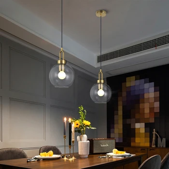 Nordic Modernas Luzes Pingente de Vidro transparente LED de Suspensão jogos de Luz E27 para a Cozinha Bar-Restaurante de Decoração de Casa de Lâmpadas pendentes