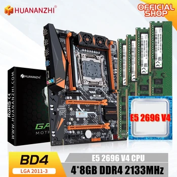 HUANANZHI BD4 LGA 2011-3 placa-Mãe kit xeon x99 E5 2696 V4 4*8G DDR4 2133 memória ECC NVME USB3.0 ATX