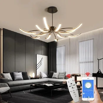 Nordic simples lustre de LED indoor 6/8/10/12 cabeça de linhas minimalistas pendente de luz Para a Sala de estar, Casa de Teto, Luminárias