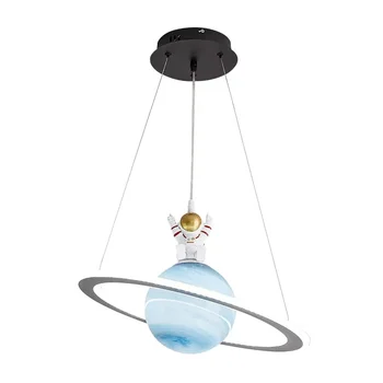 Quarto de criança LED Lustres Planeta Terra-Lua luminária Space Star Astronauta Pendurar a Lâmpada Indoor do dispositivo elétrico de Iluminação