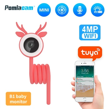 B1 Monitor do Bebê de Tuya Vida Inteligente Mini Câmera 4MP Câmara Interior wi-Fi Câmera de Vigilância Pode Assistir e Gravar em qualquer Momento
