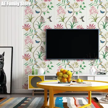 Flor e o pássaro de papel de parede 3D stereo auto-adesivo adesivos de parede para quarto de estudo TV da sala de estar de plano de fundo de parede decoração adesivos