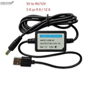 1A USB Power Boost Cabo 5V para 9V/12V Etapa de Potência do Módulo de Reforço de Potência do Módulo Adaptador do Conversor de Comprimento de Linha de 1m 2.1x5.5mm Plug