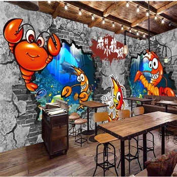 wellyu Personalizado grandes murais de moda, decoração pintados à mão picante lagostim restaurante de frutos do mar de ferramentas de papel de parede