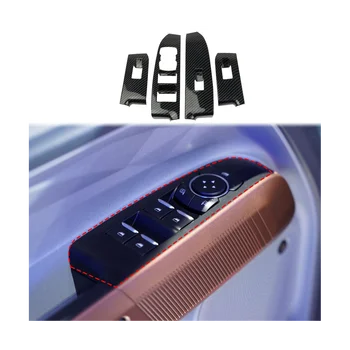 A Porta do carro de Janela Interruptor do Painel Tampa de acabamento para Ford Maverick 2022 Acessórios, ABS com Fibra de Carbono