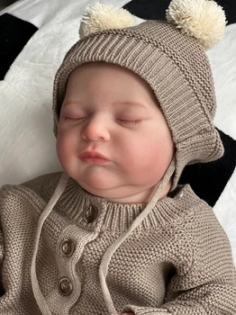 19inch Bebe Reborn Boneca de Corpo Mole Realistas Dormindo Bebê Recém-nascido Real 3D Pele com Veias Visíveis Artesanal de Alta Qualidade Boneca