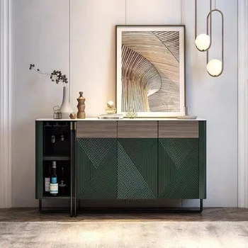 High-end italiano luz de luxo ardósia aparador armário do vinho moderno e minimalista, sala de estar, varanda armário