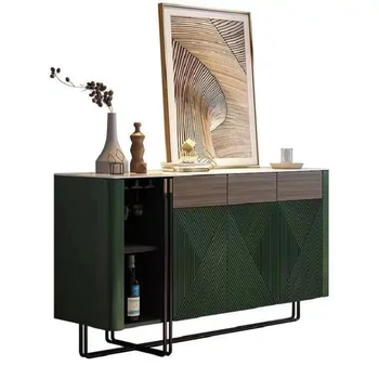 High-end italiano luz de luxo ardósia aparador armário do vinho moderno e minimalista, sala de estar, varanda armário