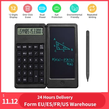 6 Polegadas LCD Escrever Tablet bloco de Desenho Digital calculadora Dobrável Calculadora de 12 Dígitos Visor com Caneta Stylus Botão erase (Apagar)