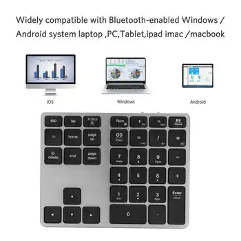 Sem fio bloco de Número 35 Teclas de Liga de Alumínio Ultrafino Recarregável Ergonômico o Teclado Numérico para Desktop Laptop Tablet