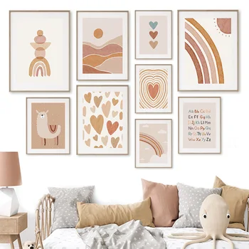 Cartoon de cor quente departamento de pintura decorativa de alpaca Sol arco-íris coração Alfabeto Boêmio quarto infantil quarto decoração de casa