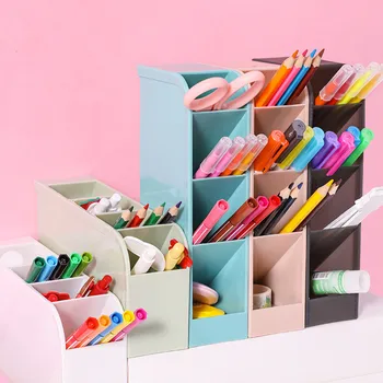 Porta-caneta Multicolor Plástico Lápis Organizador Oblíqua Inserir Caixa de Armazenamento ambiente de Trabalho do Escritório INS material Escolar, artigos de Papelaria