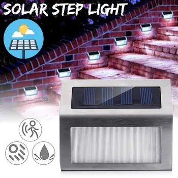 Energia Solar, Sensor de lâmpadas de Parede 3 LED de escada de luz Jardim Etapa da Escada Deck Ilumina a Lâmpada Impermeável Exterior de Iluminação de Emergência
