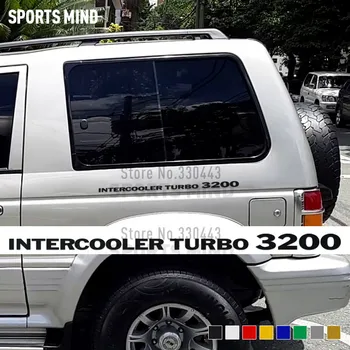 2 Peças Intercooler Turbo 3200 Vinil Adesivos de carros Para Mitsubishi Pajero SPORT Shogun Montero L200 L300 Acessórios Carro-Estilo