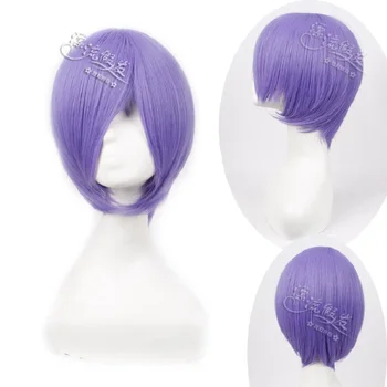 Anime peruca Sintética bob curto o cabelo reto com trimable franja púrpura peruca cosplay para as mulheres de curto perucas de roxo escuro