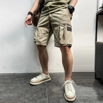 Homens 2023 Verão Nova Marca Casual Vintage Clássico Bolsos De Camuflagem Carga Shorts Homens Outwear De Moda De Sarja De Algodão, Shorts Homens