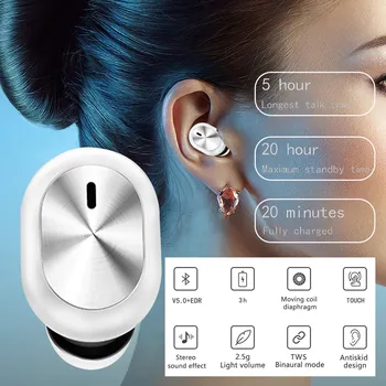 Frete Grátis Itens Bluetooth 5.0 Mini Fones De Ouvido Sem Fio Para O Iphone Macaron Cor Na Orelha Único Ear Fones De Ouvido Bluetooth Fone De Ouvido
