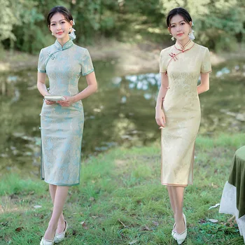 Chinês De Estilo Vintage Vestido Longo Rendas Moderno Qipao Mulheres Tradicional Classic Slim Cheongsam