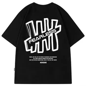 Algodão T-Shirt dos Homens de Hip-Hop e Streetwear Harajuku Impressão Tops Tees Verão Solto Manga Curta Tamanho Grande, os Homens de Roupas 8XL T-Shirts
