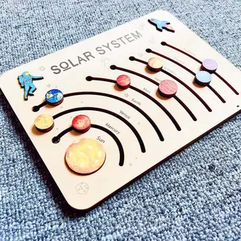 Tabuleiro de quebra-cabeça de Madeira de Pai e Filho Interativo inicial de Desenvolvimento e Atividades do Sistema Solar Brinquedo Quebra-cabeça para Crianças Crianças de 4 a 6