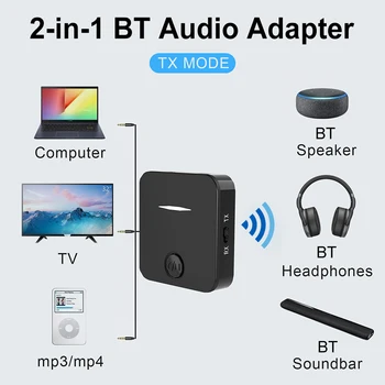 2 em 1 sem Fio Bluetooth compatível 5.0 Receptor Transmissor sem Fio Adaptador RCA 3,5 MM Jack AUX Adaptadores Para alto-Falante TV Car PC