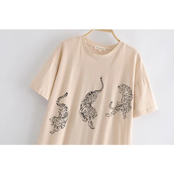Refeel Verão T-shirt Longo Tops Tees Para Meninas Bonito Designer de Algodão de Manga Curta Cartoon Solta O Pescoço Feminino, Chique Vestidos