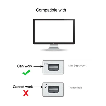 Cablecc Mini DisplayPort DP Fonte HDTV Pia Apresenta 4K@60hz Ultra HD, Conversor Adaptador para Laptop Mac