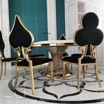 Pós-moderna Cadeira de Jantar de Aço Inoxidável Simples Cadeiras de Jantar Sala de estar Flor de Ameixa Flanela Jantar Cadeiras para Cozinha MC