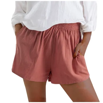 Mulheres Shorts Bolso Casual, Confortável, Cor Sólida Shorts De Elástico Mulheres Cintura De Cordão