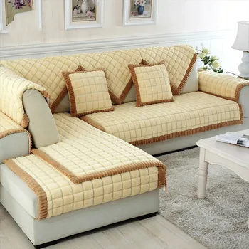 Café bege xadrez quilting capa de sofá secional sofá, capas de móveis capas de sofá protetor de capa de sofá S-42