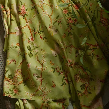 Alta qualidade, alta contagem artificiais de algodão de tela Gongsatin de estilo Chinês, flores tissu cheongsam Vestido de camisa de tecido