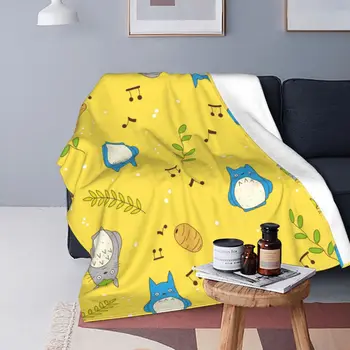 Bonito o Meu Vizinho Totoro Studio Ghibli Anime Cobertores de Lã de Outono/Inverno Soft Portátil Jogar Cobertores de Cama, Colcha de Carro