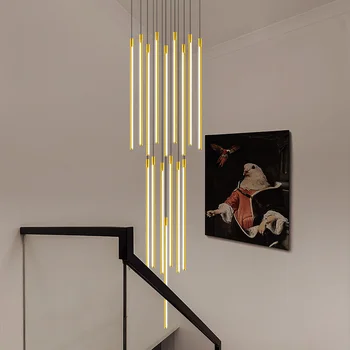 Novo estilo de longa lustre moderno longo da linha de lustre villa decoração sala de estar lustre restaurante Nórdicos escada de Lâmpadas