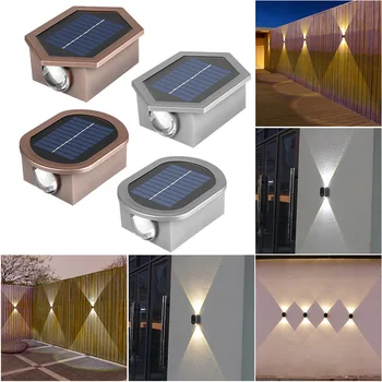 LED Solar, Lâmpada de Parede para CIMA e para Baixo Iluminar Pátio Luzes da Noite IP65 Impermeável para Pátio com Jardim Varanda Quintal Decoração