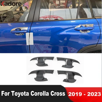 Para Toyota Corolla Cruz 2019 2020 2021 2022 2023 Fibra De Carbono Carro Do Lado Do Puxador Da Porta Tigela Guarnição Tampa De Moldagem Acessórios Do Exterior