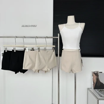 Cintura alta, Shorts de Mulheres de Verão em 2023 Premium Novo Sentido Slim Reta Quente Calças Shorts Ocasionais