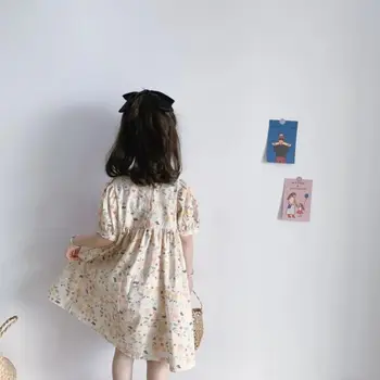 2023 nova coleção Primavera / verão bebé crianças menina de impressão casual algodão vestidos de roupas infantis 