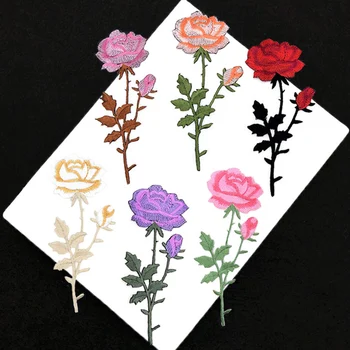 20pcs Flor Rosa Floral Bordado Patch de Ferro Em Patches Para o Vestuário Cheongsam Dançando Vestido de Apliques de Jaqueta Jeans com Patchwork