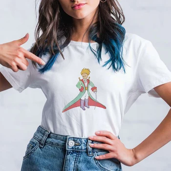 2021 França das Mulheres T-Shirt Espaço Pequeno Príncipe Gráfico Streetwear Melhores Amigos T-shirt da Moda Casual Conto de Fadas Bonito Tshirt