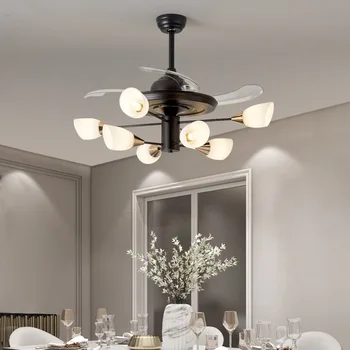 Led Ventilador de Teto, luminária Luz de Arte Lustre moderno, simples e de personalidade criatividade Nórdicos viver quarto, sala de jantar