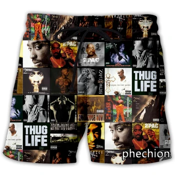 phechion Novos Homens/Mulheres Rapper 2pac Tupac Impressos em 3D Shorts Ocasionais de Moda Streetwear Homens Soltos Sporting Shorts A200
