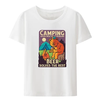 Ao ar livre Moda de Rua Acampamento Urso Gráfico T-Shirts Homens Roupas Anime T-shirt Novidade Koszulki Padrão de Estilo de Camiseta Hombre