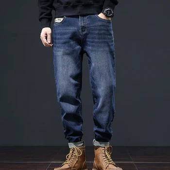 O Tamanho mais Casual Trecho Harém calças Jeans de Marca Homens, a Queda de Novos Homens Simples Solta Ácidos Cara Calças compridas