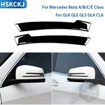 Para a Mercedes Benz, A/B/C/E Classe GLK GLE GLS ABL CLA Acessórios Carro Espelho retrovisor Interior Tira de Guarnição Adesivo Plástico Preto