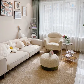 Luxo minimalista, sala de estar pequena e plana matte sofá de veludo Nórdicos minimalista linha reta tecnologia pano descartável sofá
