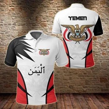 Iêmen Homens de Camisa de Polo de 2023 Verão em 3D, Impressão Moda Respirável Casual Gola Polo Manga Curta T-shirt S-5XL