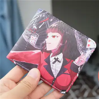 Anime Jabami Yumeko Carteira com o Cartão de IDENTIFICAÇÃO do Titular Kakegurui Jogador Compulsivo Curto Bi-fold IDENTIFICAÇÃO de Moeda Bolsa Bolsa Clip de Dinheiro de presente