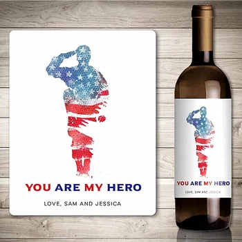 Personalizado Herói Militar Rótulo de Vinho,Personalizada de Presente para o Pai,Você é o Meu Herói,O Sol Em Meu Coração,Ídolo Dom,Culto do Herói Presente s